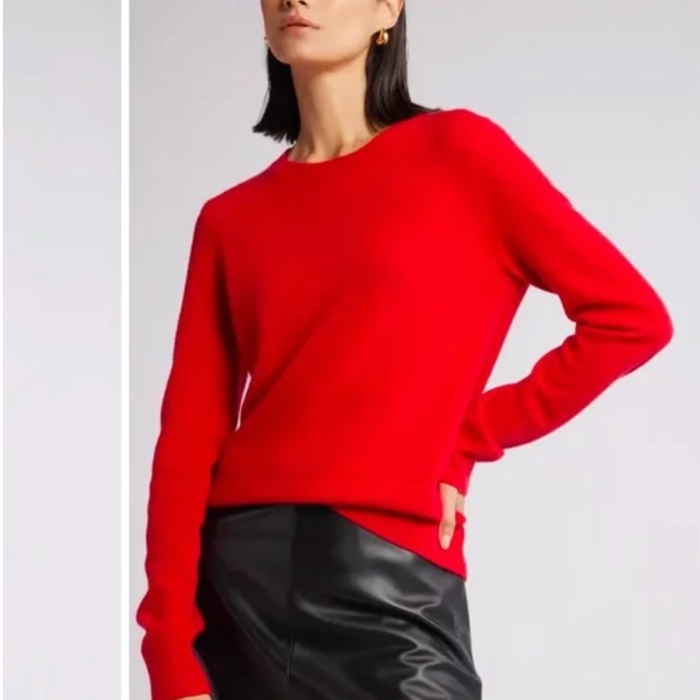 Nordstrom red 100% cashmere crewneck sweater Size XXL